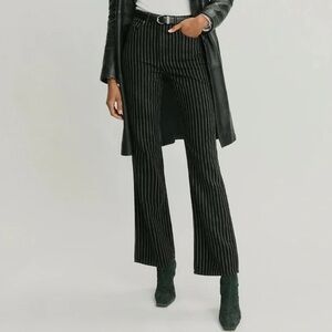 Reformation Black Pinstripe Flare Pants